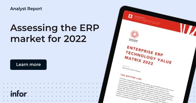 Nucleus Enterprise Value Matrix 2022 | ERP Analyst report | Infor