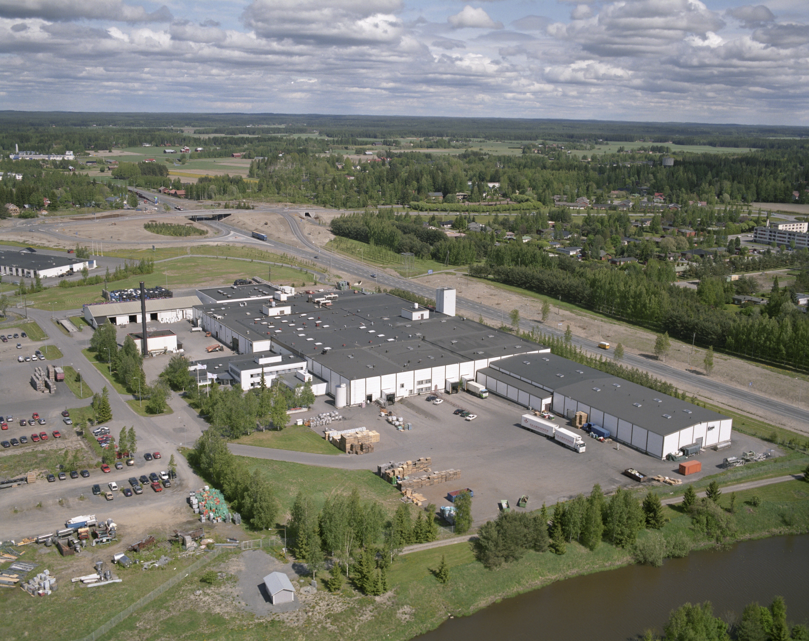 aerial photo of the Saarioinen factory at Huittinen, Finland
