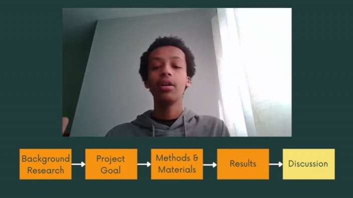 screenshot of a student presenting his ideas for the contest
