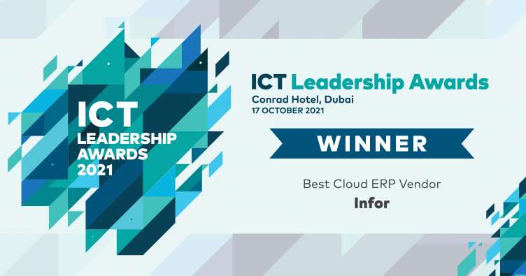 ict leadership awards 2021 graphic with infor as the winner
