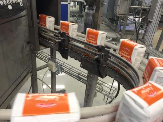 photo of a conveyor belt at a food processing facility