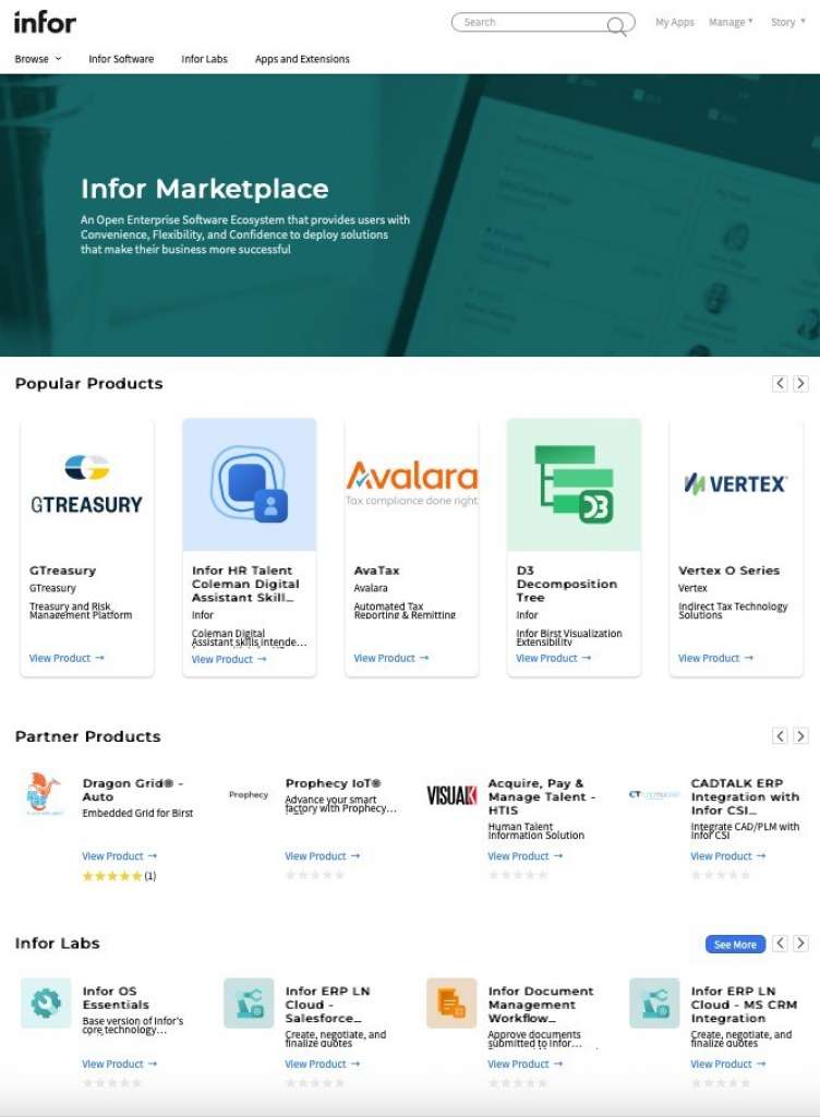 infor marketplace web app graphic