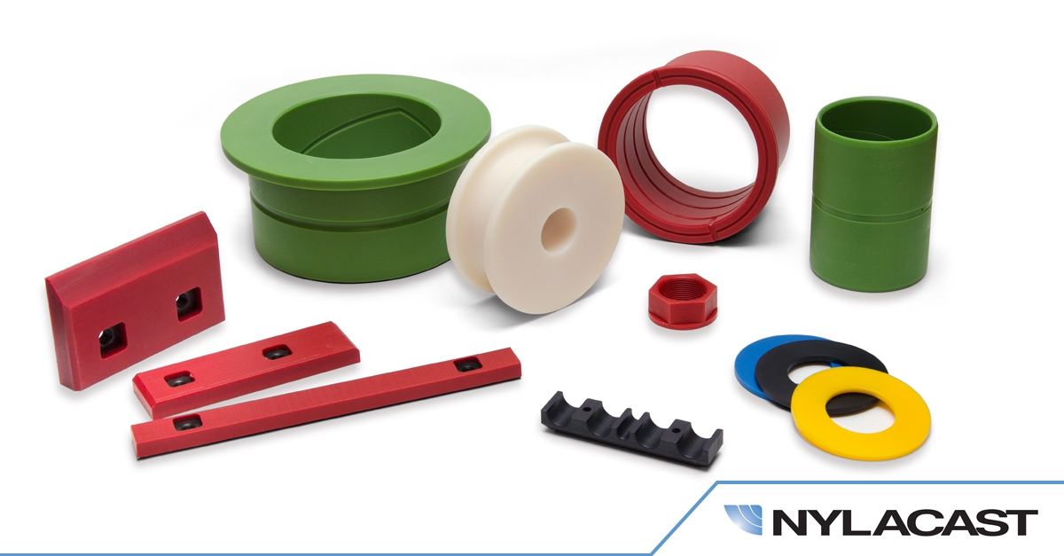 photo of different colored polymer parts by nylacast