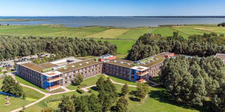 aerial photo of a german seaside hotel