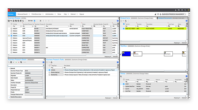 Screenshot of Infor PLM system