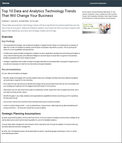 Gartners top 10 analytics trends
