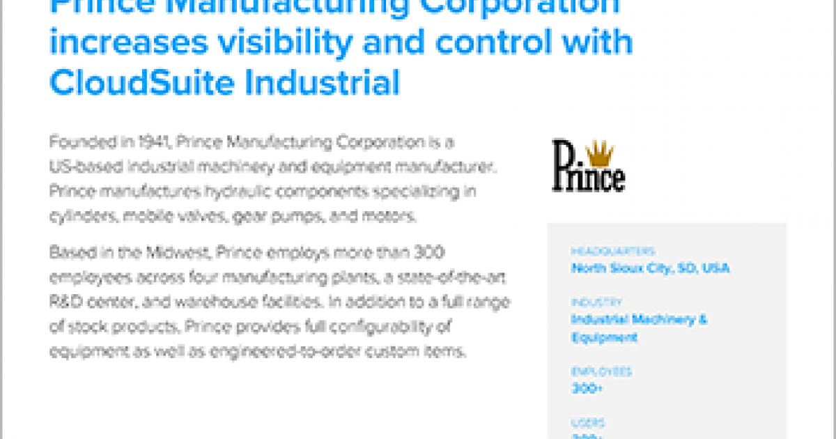 Prince Mfg increases visibility SyteLine case study Infor