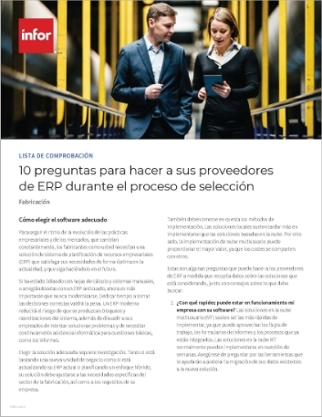 Th 10 questions to ask your ERP vendors during the selection process Checklist Spanish Spain 457px
