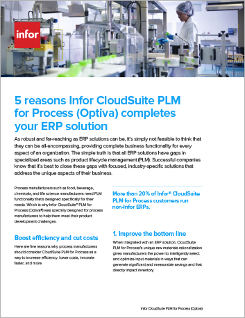 Th 5 reasons Infor CS PLM for Process Optiva completes your ERP solution Flyer English 457px