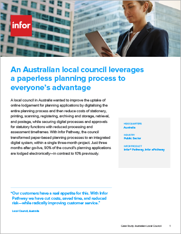 Th An Australian local council realises paperless planning process to everyones advantage Case Study Infor Pathway Infor e Pathway Public Sector Local Council APAC English 457px