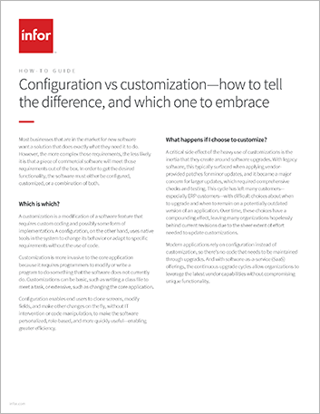 Configuration vs customization | B2B how-to guide | Infor