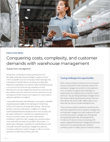 Th Conquering costs complexity and customer demands with warehouse management Executive Brief English Singapor