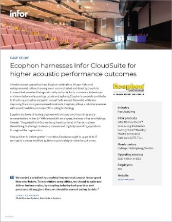 Th Ecophon harnesses Infor Cloud Suite for higher acoustic performance outcomes Case Study English 457px