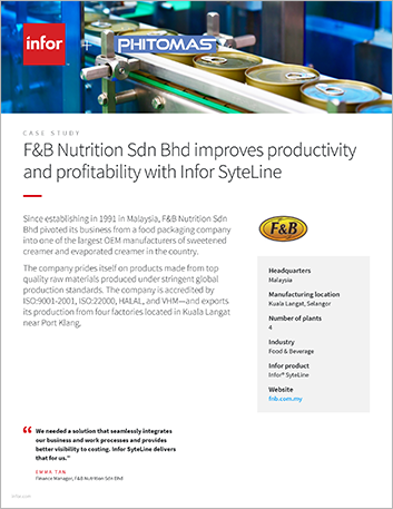 F And B Nutrition Syteline Case Study Infor