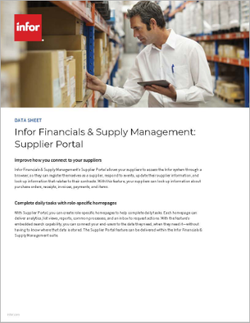 Supplier Portal Supply Management And Financials Datasheet Infor