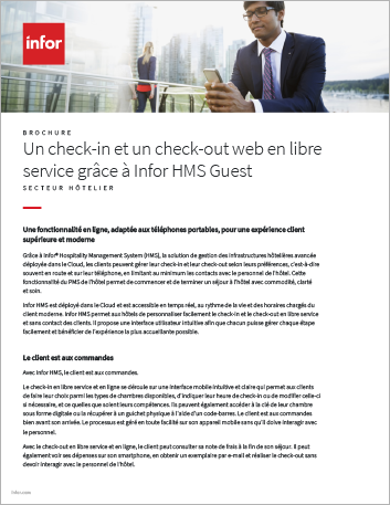 Th Infor HMS Guest Self Service web based check in and check out Brochure French 457px