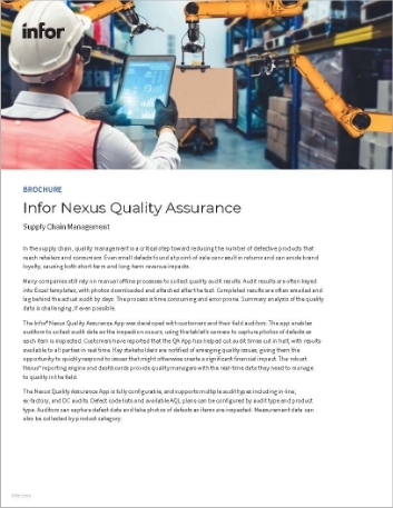 Infor Nexus Quality Assurance | Supply chain brochure | Infor