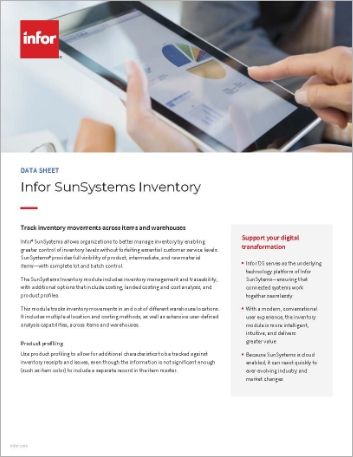 SunSystems Inventory module | Data sheet | Infor