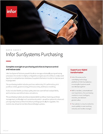 SunSystems Purchasing Management | Datasheet | Infor