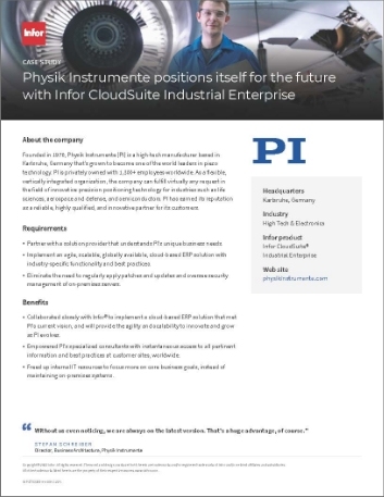 Th Physik Instrumente positions itself for the future with Infor Cloud Suite Industrial Enterprise Case Study English 457px