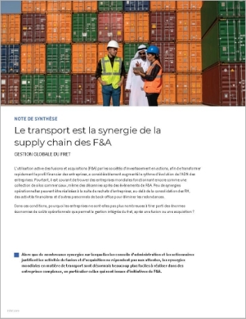 Th Transportation is the forgotten M and A supply chain synergy Executive Brief French France 457px