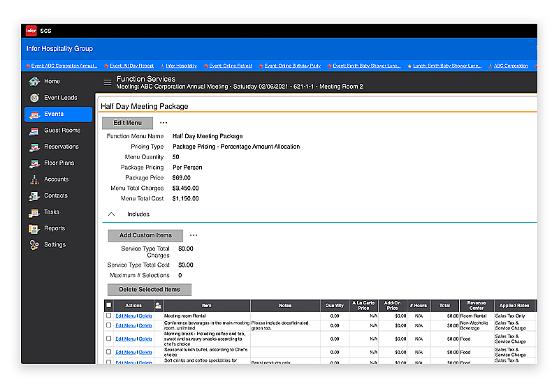 Sales & Catering Event management software Infor