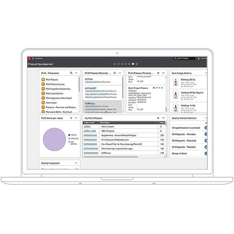 Screenshot of food & beverage plm software and recipe and formula management manufacturers use to innovate new products and drive ROI.